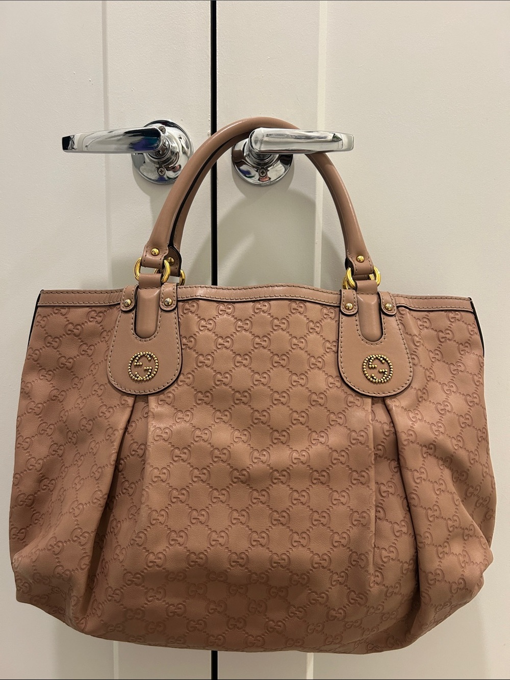 Gucci Large Guccissima Scarlett Studded Tote Bag
